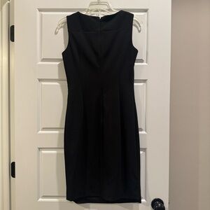Calvin Klein Black Sheath Midi Dress V-Neck Sleeveless